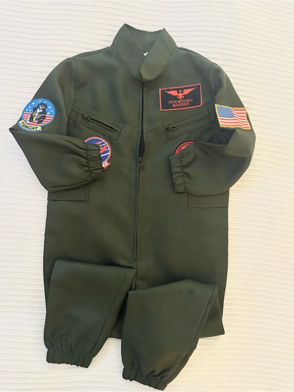 Kids Maverick Aviator Front Zip Costume - Olive Green